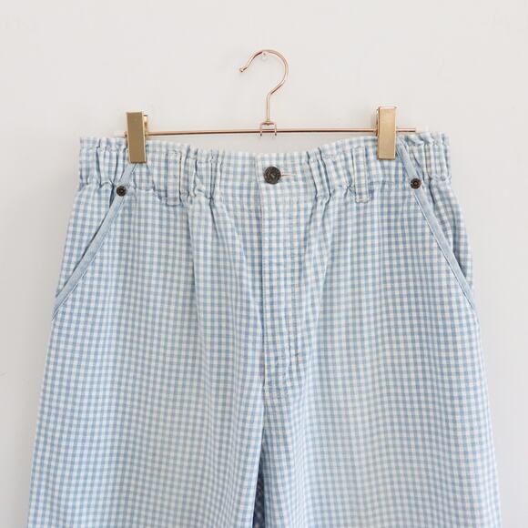 Vintage Gingham Straight Leg Pants Blue Checked Petite Medium - Picture 2 of 8